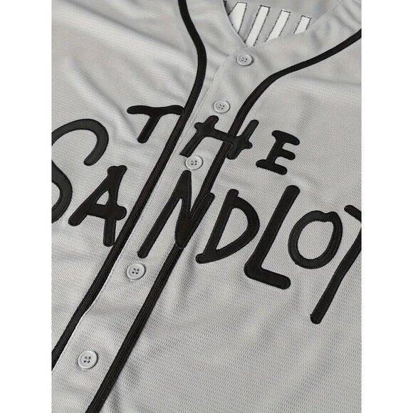 Sandlot Baseball Jersey Squints #5 Gray Stitched Men's - Picture 4 of 8